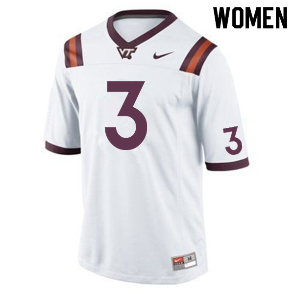 Women #3 Caleb Farley Virginia Tech Hokies College Football Jerseys Sale-Maroon